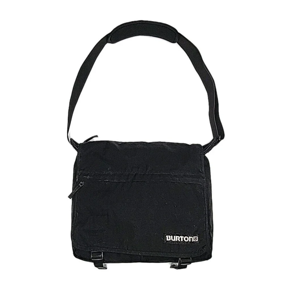 Burton Messenger Bag Tote Black Crossbody Canvas Large School 12